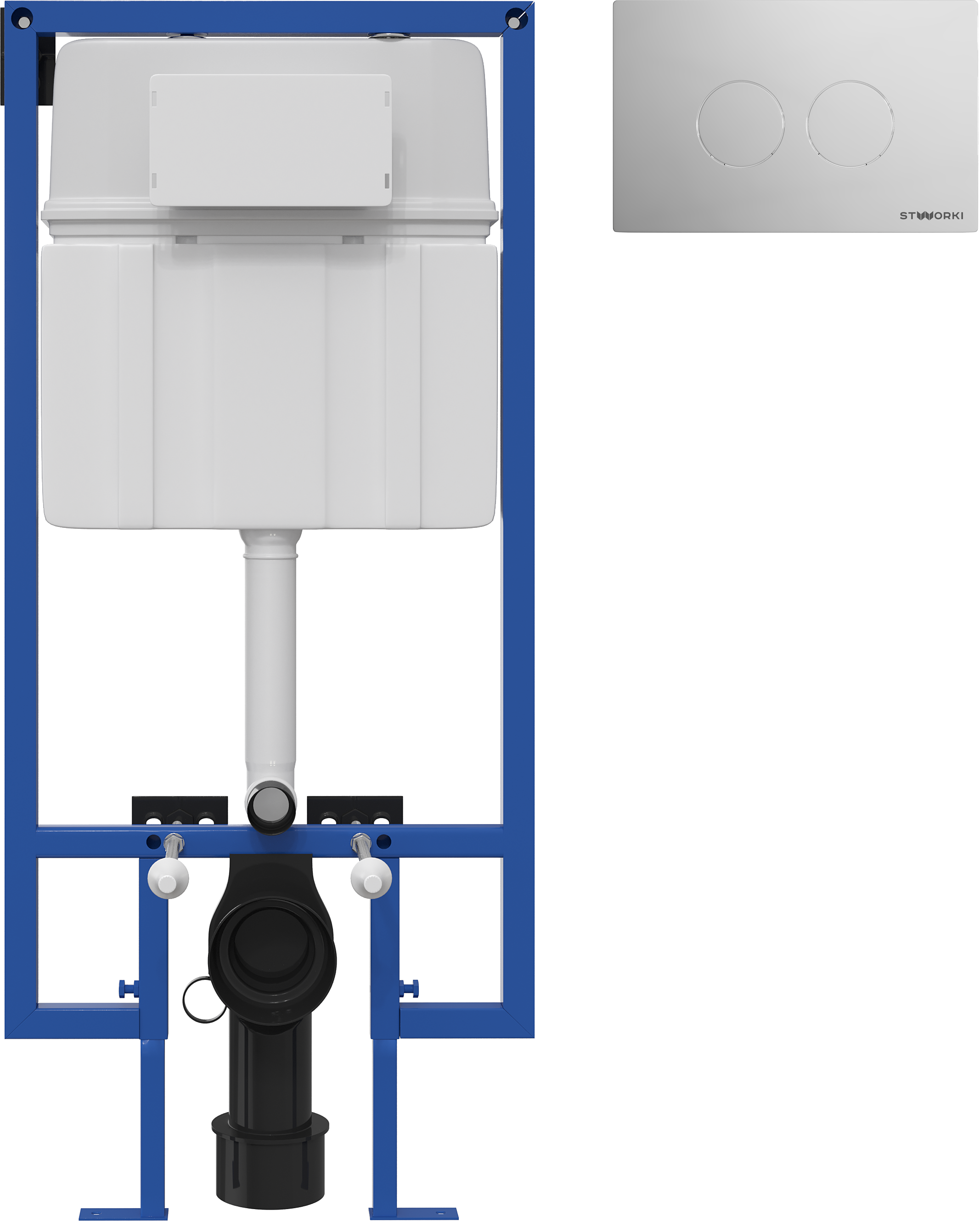 Система инсталляции для унитазов STWORKI 510163 с кнопкой смыва 500472 хром глянцевая