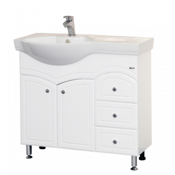 

Тумба под раковину Misty Илона 90 левая белая глянцевая