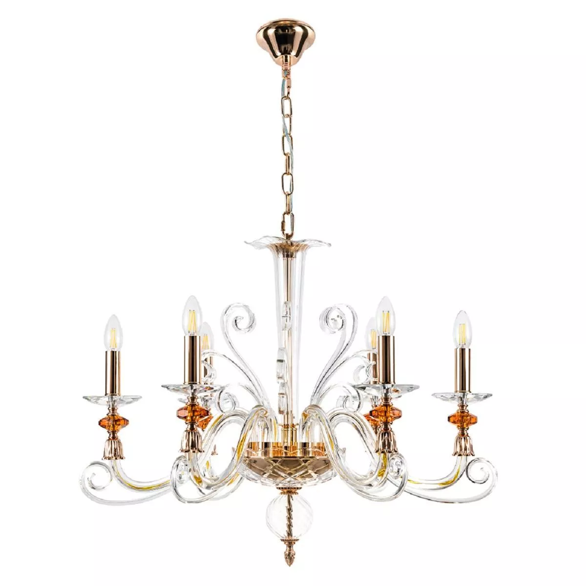 

Подвесная люстра Crystal Lux Catarina SP6 V2 Gold/Transparent-Cognac