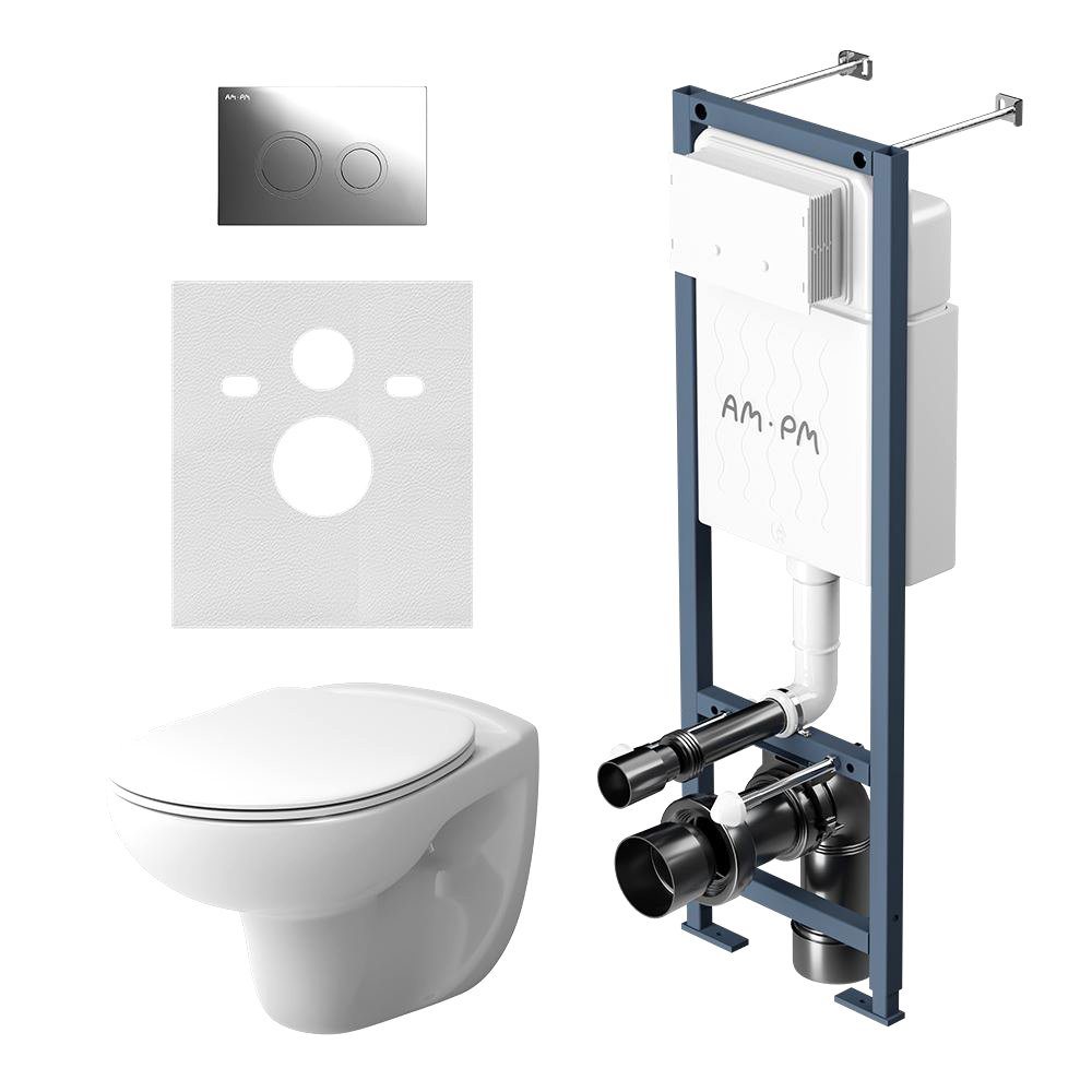 

¶Комплект Унитаз подвесной Damixa Willow DX15C1700SC с микролифтом + Инсталляция AM.PM ErgoFit I012711.0151 с кнопкой ErgoFit L хром глянец