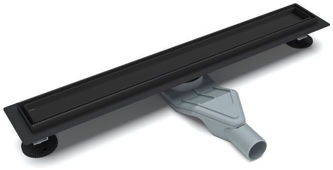 Трап для душа, душевой лоток Esbano Combi Tile 50 см, черный матовый, с двухсторонней решёткой под плитку, сухой и мокрый затвор регулировка поворота сифона 360 градусов, ВСЁ для установки в комплекте