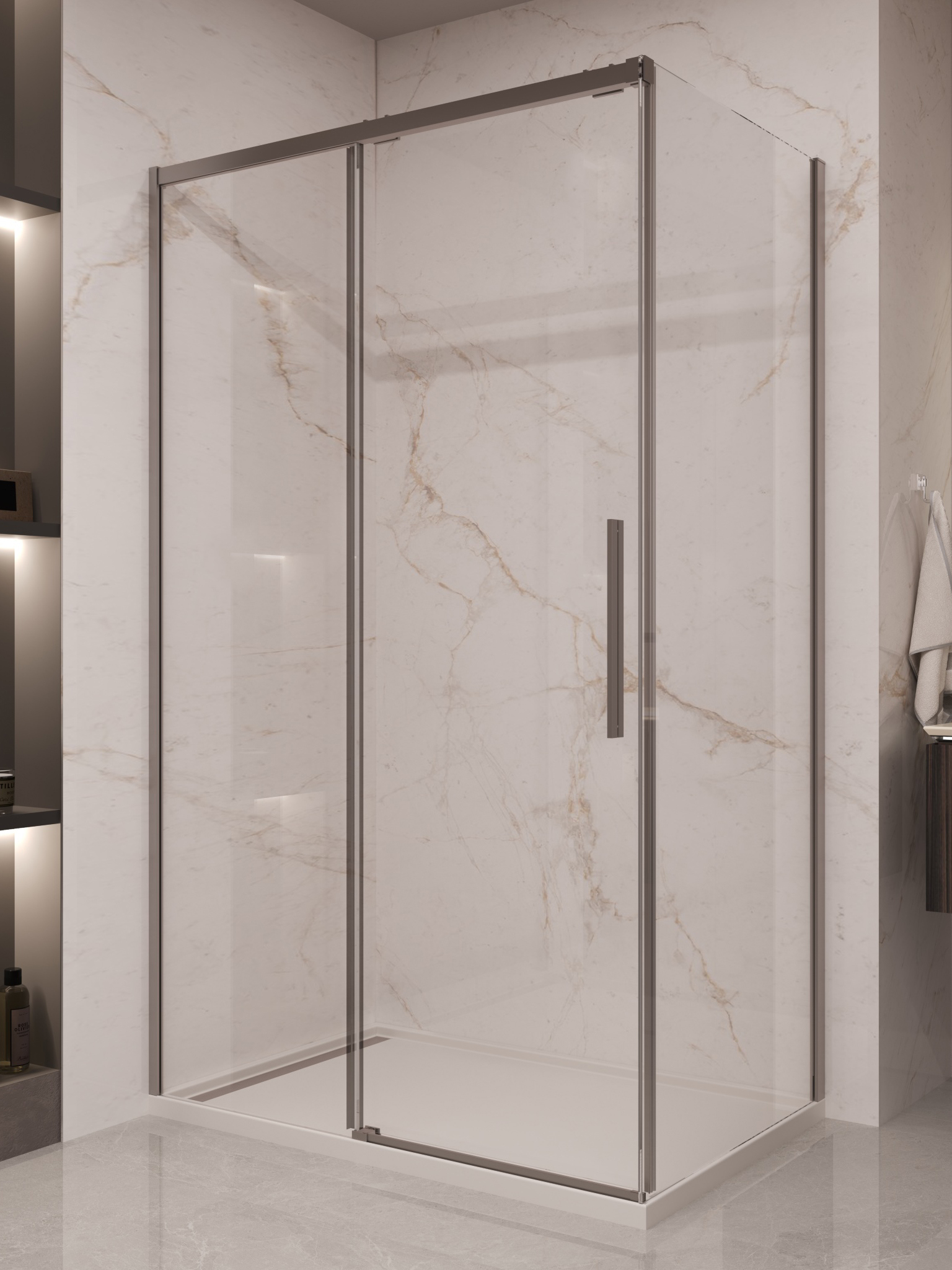 

Душевой уголок Vincea Stella VSR-1ST9012CLGM 120x90 см, профиль вороненая сталь, стекло прозрачное