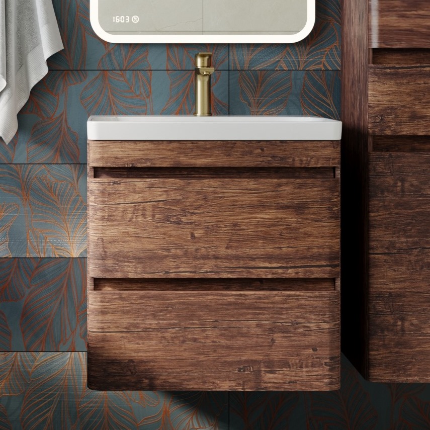 Тумба с раковиной Style Line Атлантика 60 Люкс Plus подвесная старое дерево 20370₽