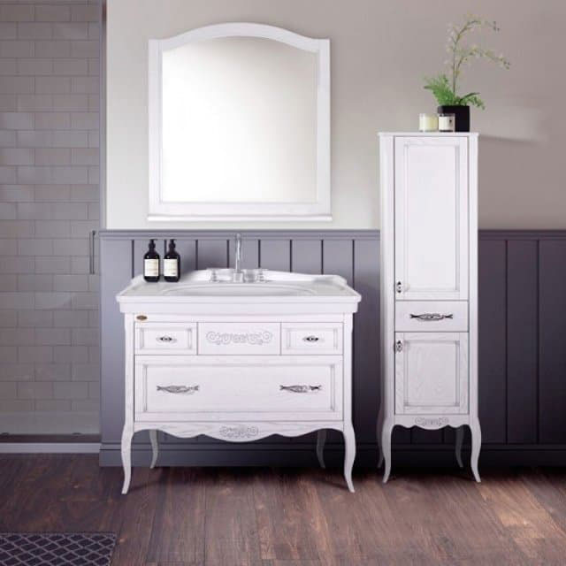 

Шкаф-пенал для ванной ASB-Woodline Модерн 40 белый, патина серебро