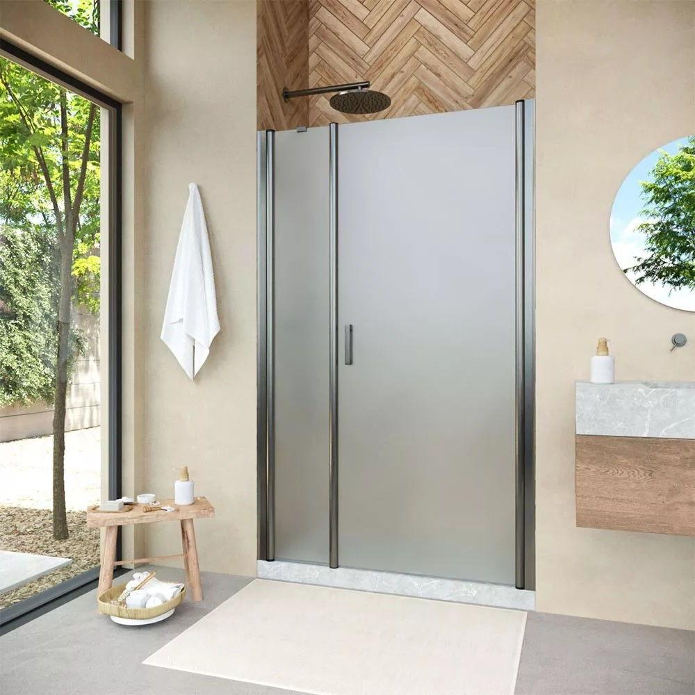 

Душевая дверь в нишу Vegas Glass EP-F-2 Novo 120 11 10 R профиль оружейная сталь, стекло сатин