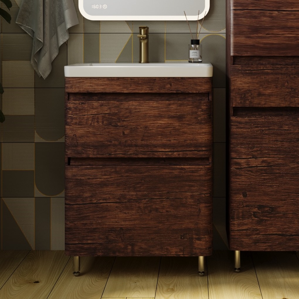 Тумба с раковиной Style Line Атлантика 60 Люкс Plus напольнаястарое дерево 21344₽