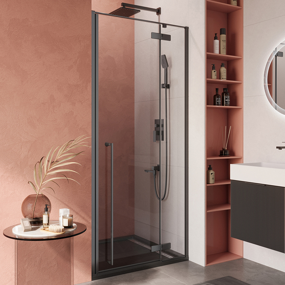 

Душевая дверь в нишу Cezares Liner B-12 R 90 см, профиль черный, стекло прозрачное