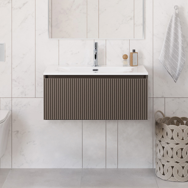 Тумба с раковиной BelBagno Uno 80 подвесная 1 ящик матовая бежевая 50300₽