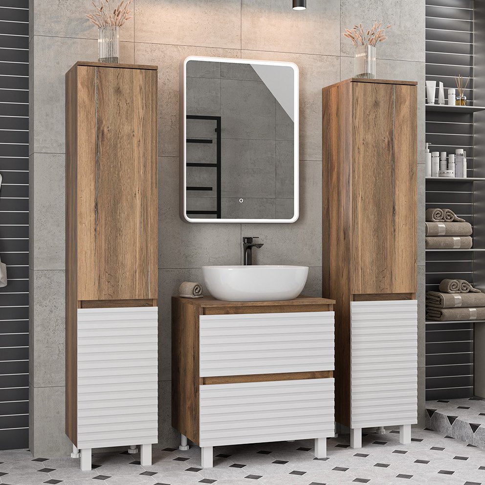 Мебель для ванной комнаты Brevita Dakota 60 напольная дуб галифакс олово белый 33954₽