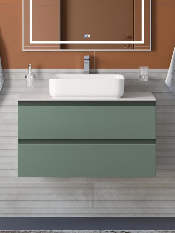 

Тумба с раковиной BelBagno Kraft 90 подвесная, матовая еловая, столешница kep-90-bo, раковина BB1304
