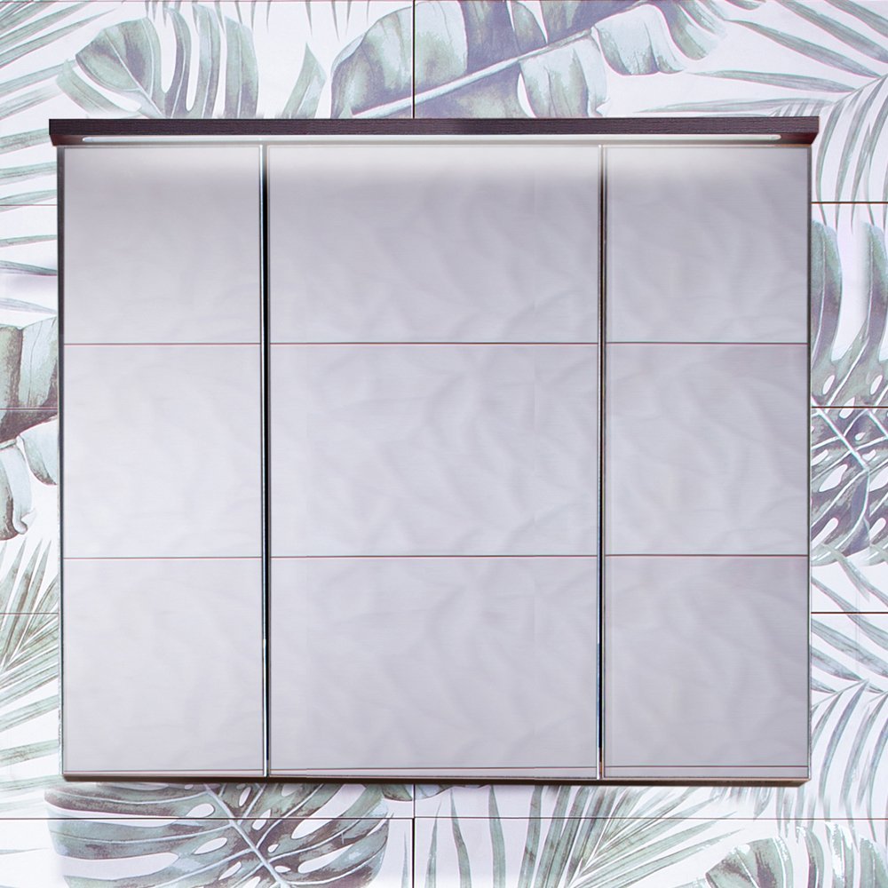 Купить Зеркало-шкаф Бриклаер Кристалл 75 ясень анкор, темный, с подсветкой, серый