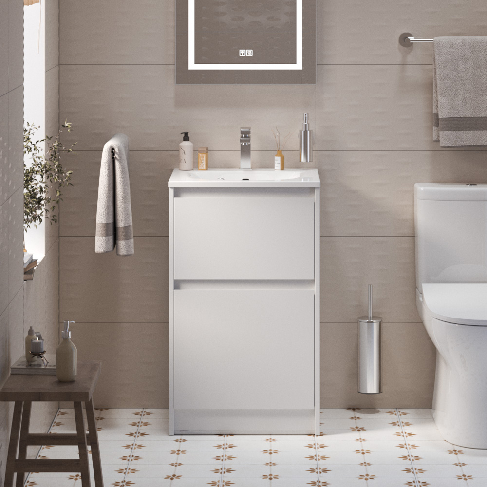 

Тумба с раковиной BelBagno Kraft 39 50 напольная, bianco opaco, раковина BB-8099-3-50