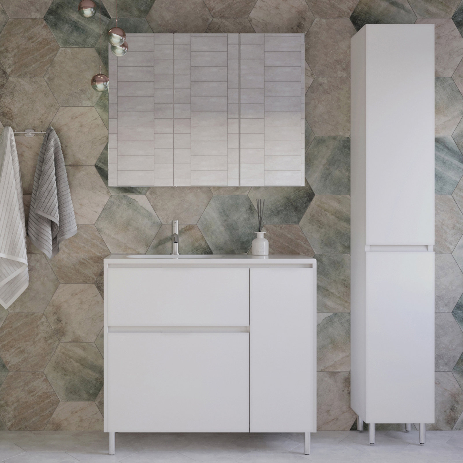 

Мебель для ванной комнаты Style Line Барселона 90 Люкс Plus L, с бельевой корзиной