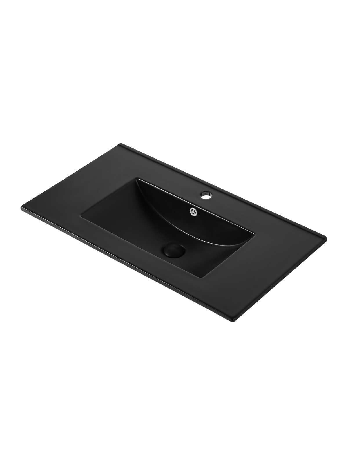 

Мебельная раковина Orange B03-800B 82 накладная, матовая черная, прямоугольная, фарфор