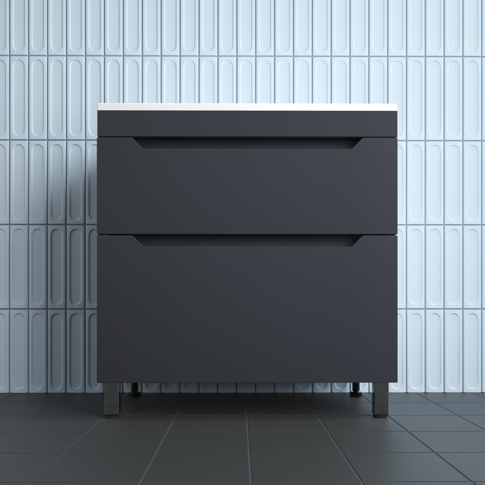 

Тумба напольная "Остин" под раковину Фортуна 80 2 ящ графит эмаль PLUS