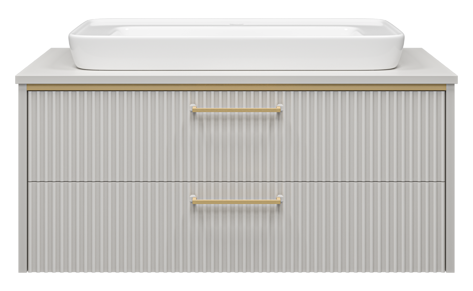 

Тумба под раковину подвесная Brevita Elche 100 серый матовый, золото серый кашемир, золото