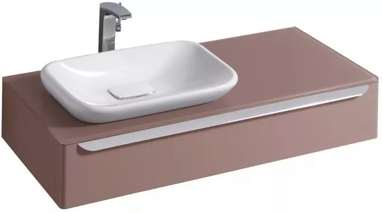 

824261000 myDay Шкафчик под раковину 1150x200x520 мм с отверстием слева, 1 ящик с подсветкой, какао с молоком