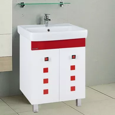 

Тумба с раковиной Bellezza Натали 60 белая с красным, Белый;красный