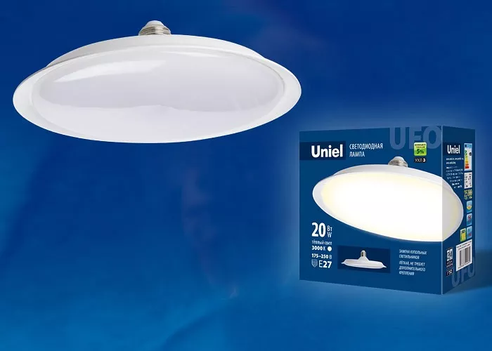 Лампа светодиодная Uniel E27 20W 3000K матовая LED-U165-20W/3000K/E27/FR PLU01WH UL-00004570 - фото 1