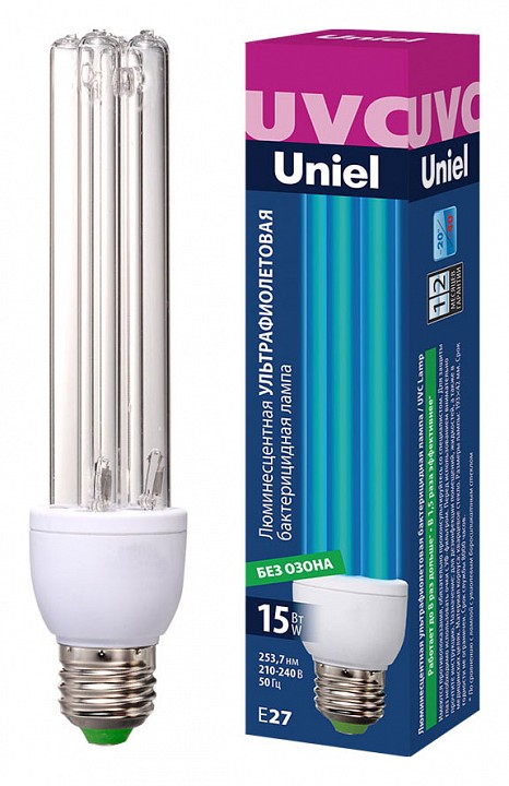 Купить Лампа ультрафиолетовая бактерицидная Uniel E27 15W прозрачная ESL-PLD-15/UVCB/E27/CL UL-00007270