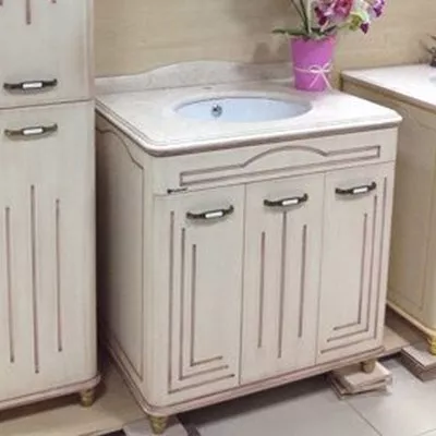 

Тумба с раковиной Bellezza Аллегро Люкс 100 бежевая патина золото