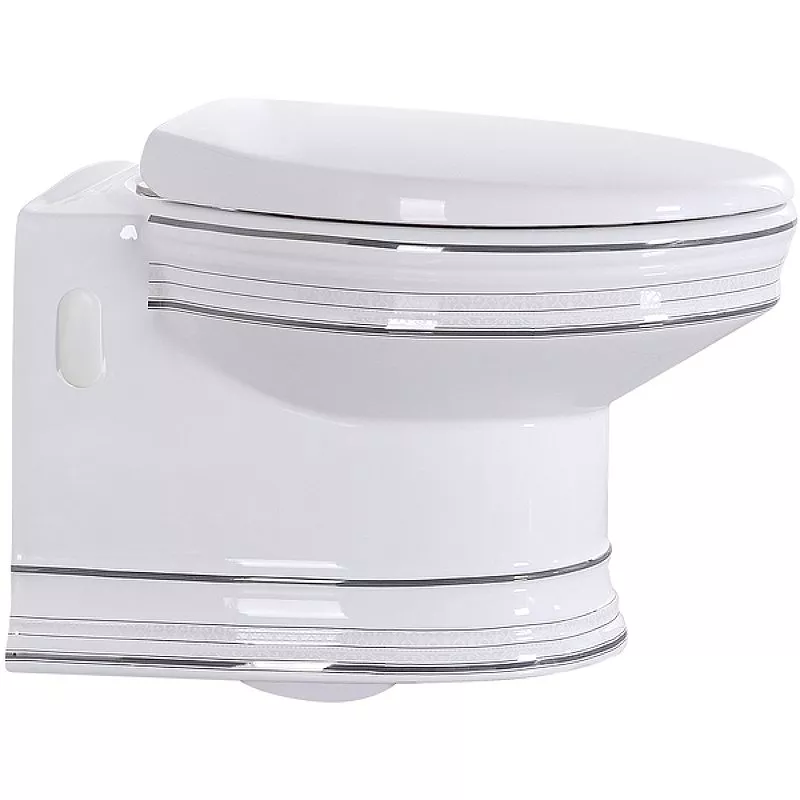 

Унитаз подвесной CeramaLux Lux Classic 1412 белый, хром с сиденьем микролифт