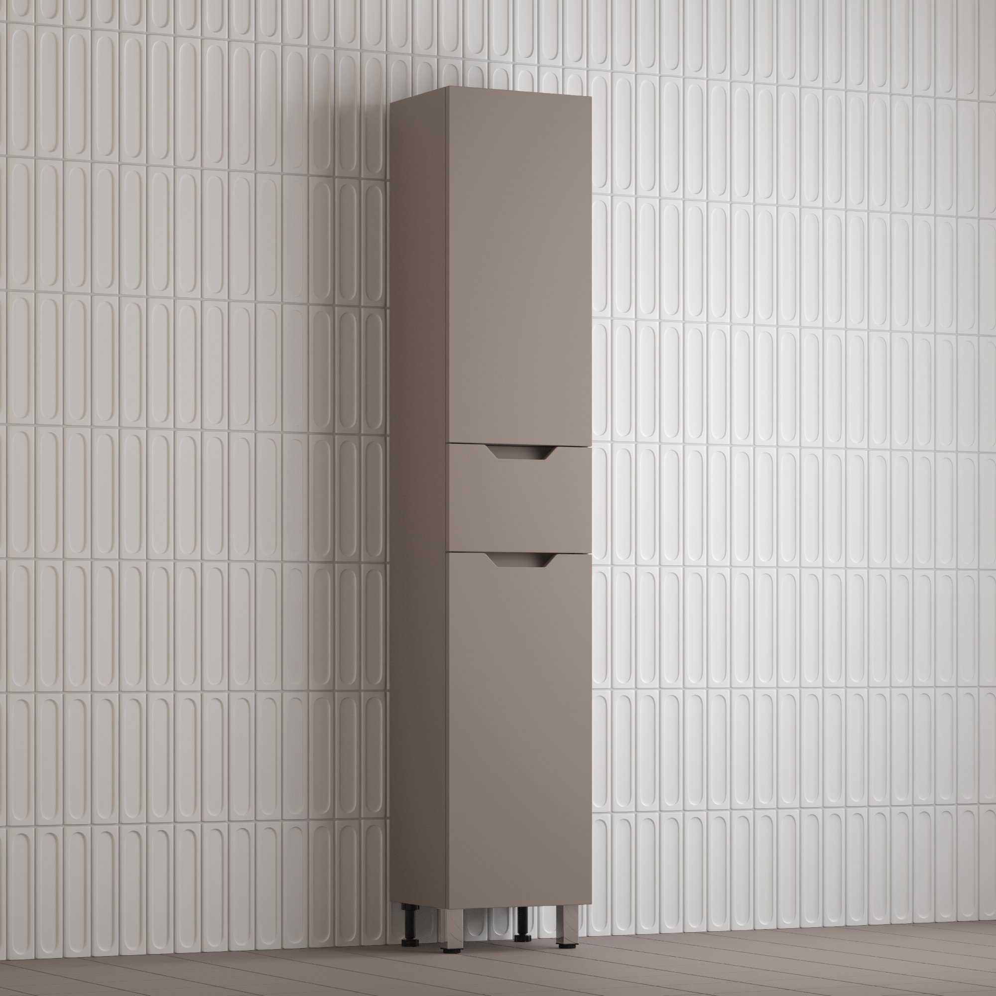 

Пенал "Остин" 360 см напольный 1 ящик тауп темный эмаль PLUS