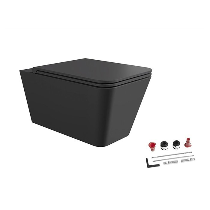

Alice комплект: Унитаз HIDE Square 55х35, подвесной, безободковый, с сиденьем и крышкой с микролифтом, с набором для крепления, чёрный матовый