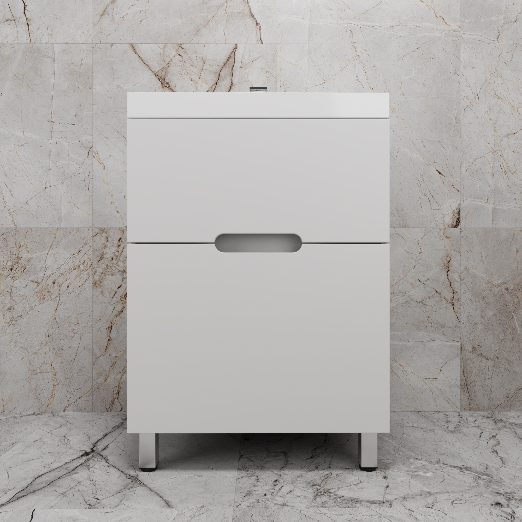 

Тумба под раковину без столешницы Style Line Матис 60 напольная, белая матовая