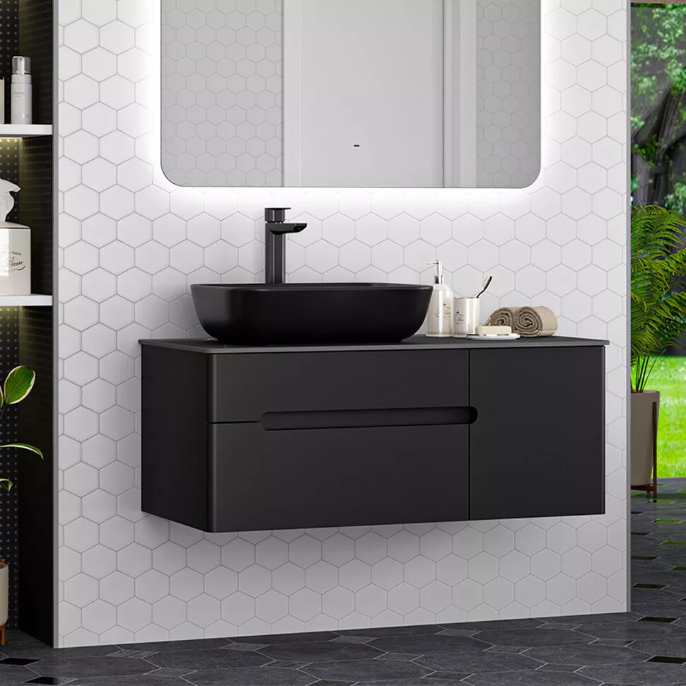 Тумба с раковиной Misty Роял 100 черная матовая 59257₽