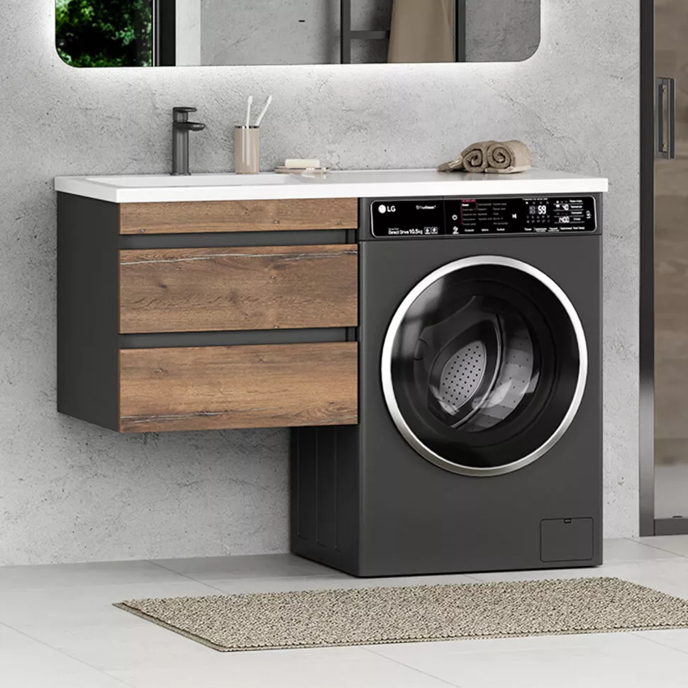 

Тумба с раковиной Misty Коломбо 60 левая темное дерево матовая