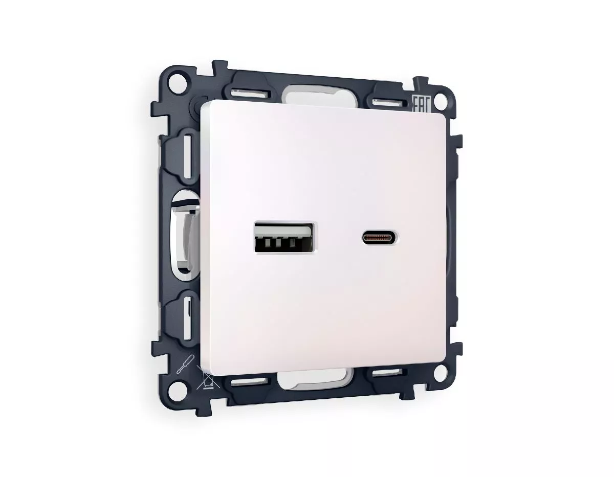 

Комплект механизма розетки 2USB A+C 20W (быстрая зарядка) Ambrella Volt Alfa MA211010