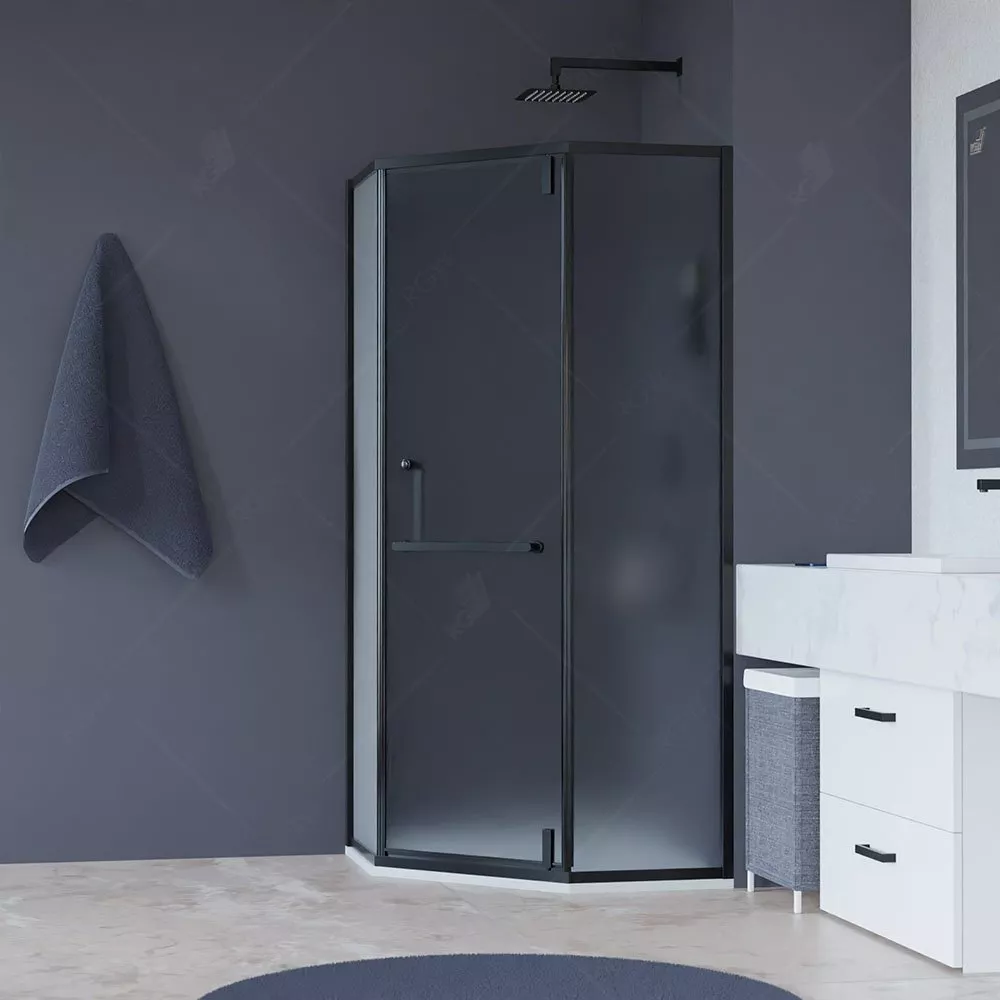  Santehnika Room Душевой уголок RGW Hotel 90x90 350608499-24 черный, стекло матовое