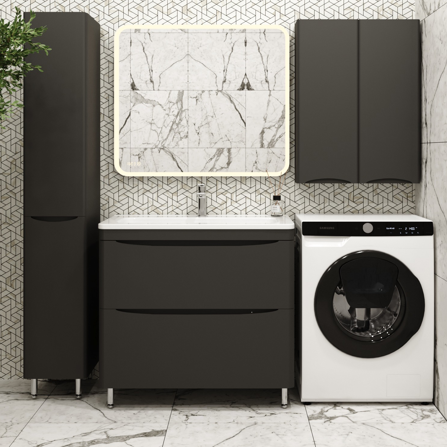 

Мебель для ванной комнаты Style Line Бергамо Мини 90 Люкс Plus напольная, антискрейтч черная