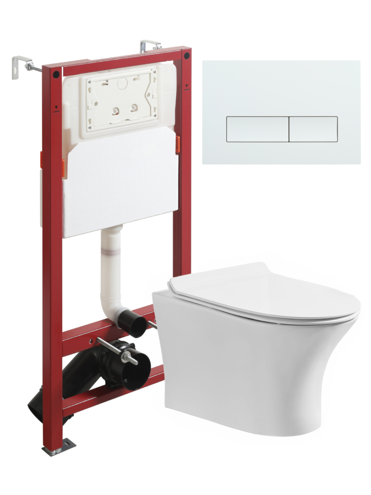 

Комплект Orange CI01-100W+APB288 Унитаз подвесной безободковый, с микролифтом + Система инсталляции + Кнопка смыва белая