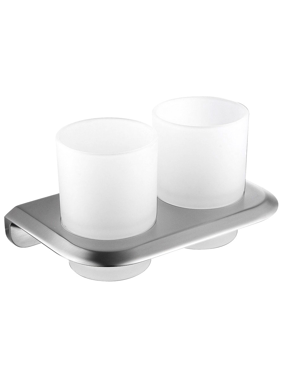 Стакан для ванной Abber Nord AA1557SP настенный сталь стеклянный двойной 8500₽