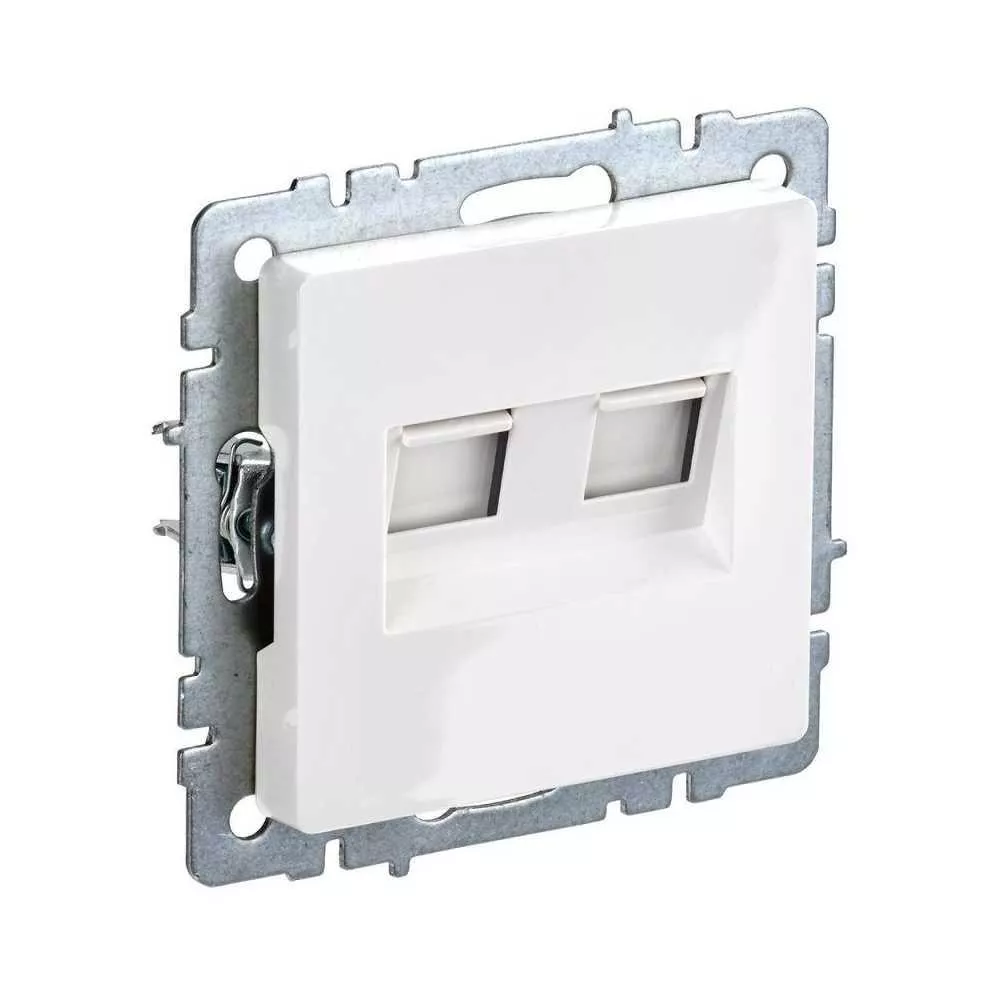 

Розетка компьютерная 2хRJ45 IEK Brite кат.5E белая BR-K20-1-K01