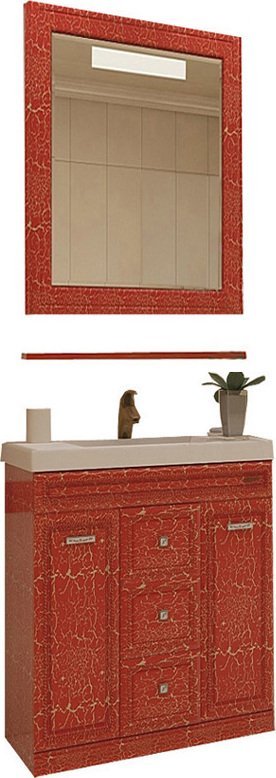 Купить Мебель для ванной Misty Fresko 75 красная краколет, комплект (гарнитур), красный