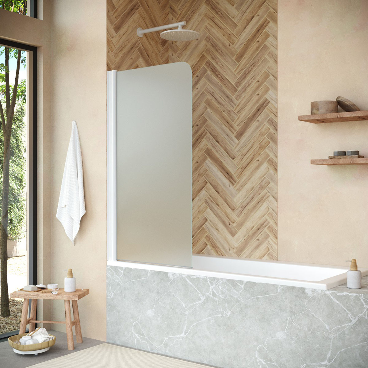 

Шторка на ванну Vegas Glass EV NOVO 76 01 10 R профиль белый, стекло сатин