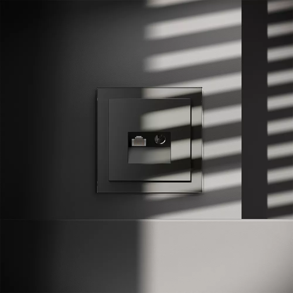 

Розетка телевизионная встраиваемая Voltum S70 TV+RJ45 кат. 6, (титан) VLS060706