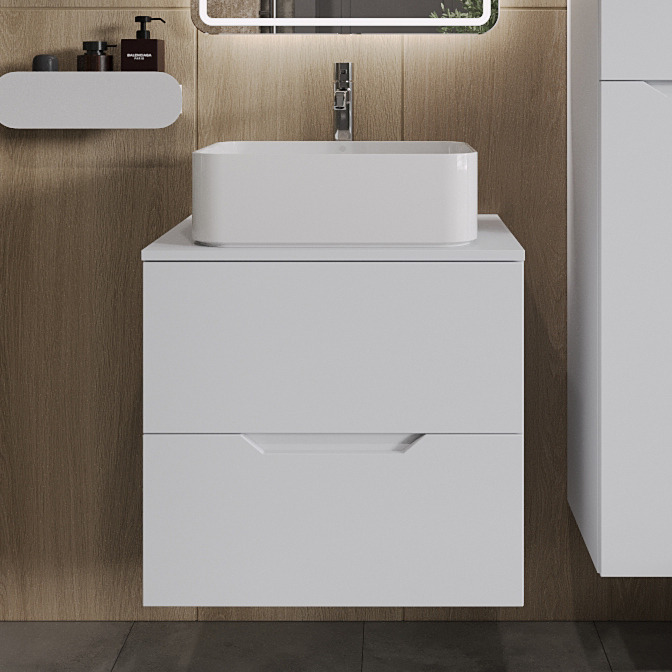 

Тумба с раковиной Orange Line 60 подвесная, 2 ящика, матовая белая с раковиной B02-460W