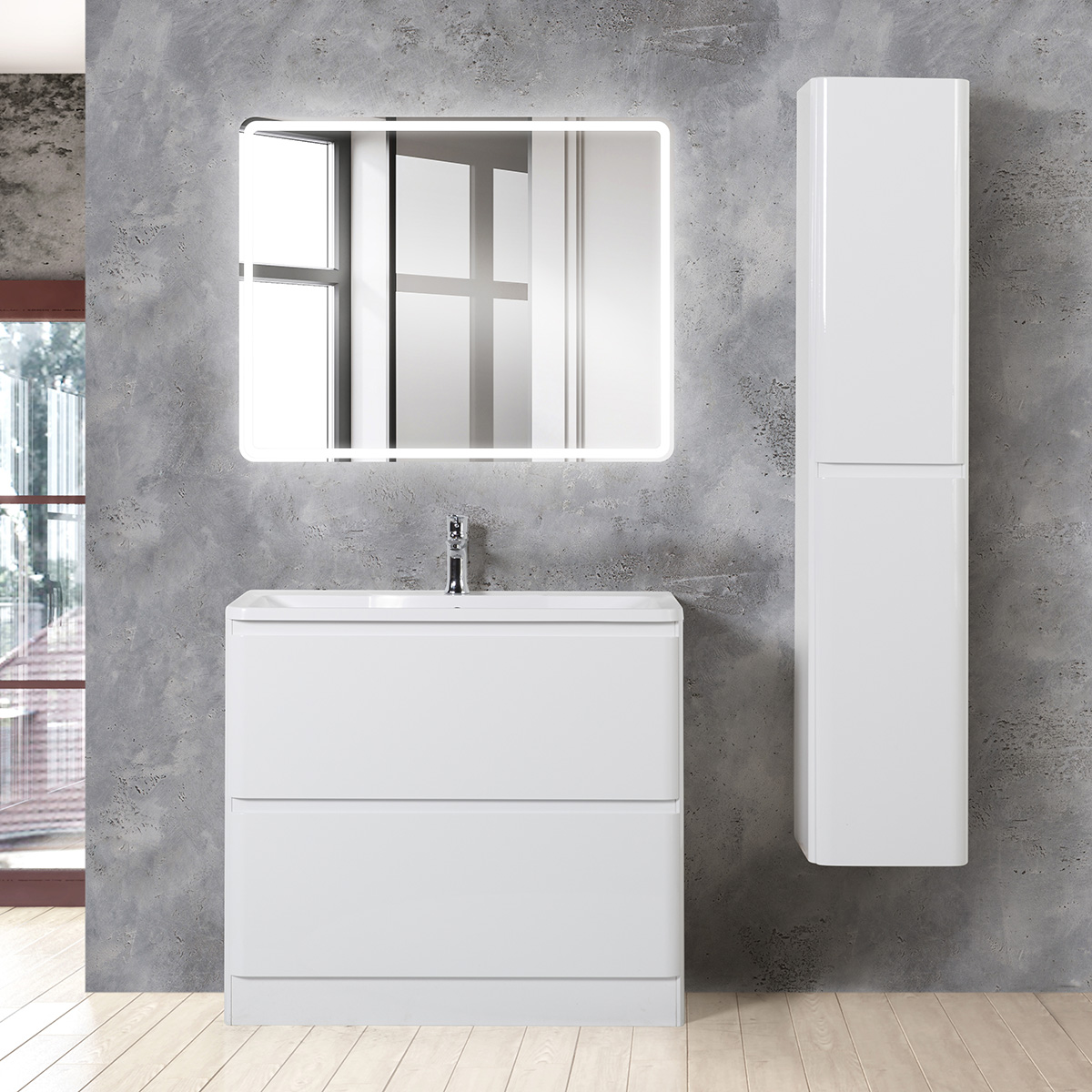 Мебель для ванной комнаты BelBagno Albano 100 напольная bianco lucido 81400₽