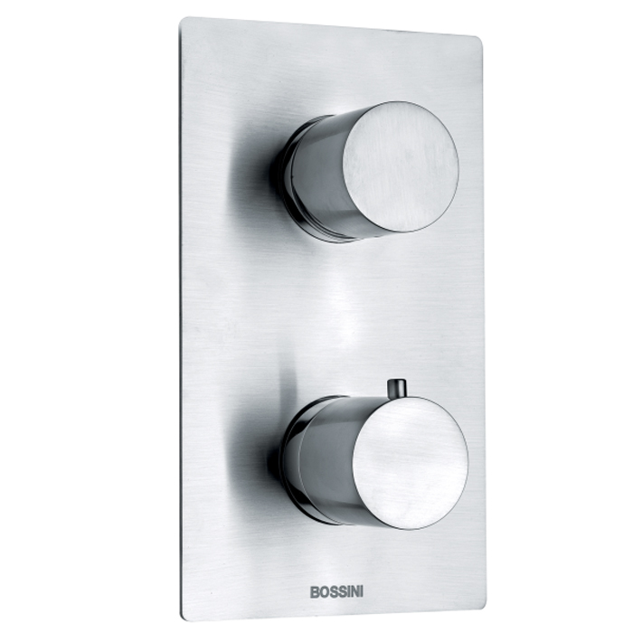 

BOSSINI (NOBU) Наружная часть термостата на 2-5 потребителей, круглые рукоятки, для Z00125000, цвет матовая нерж. сталь (075)