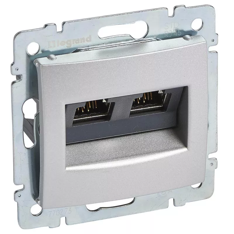

Розетка компьютерная 2хRJ45 Legrand Valena STP10 GIGA алюминий 770273
