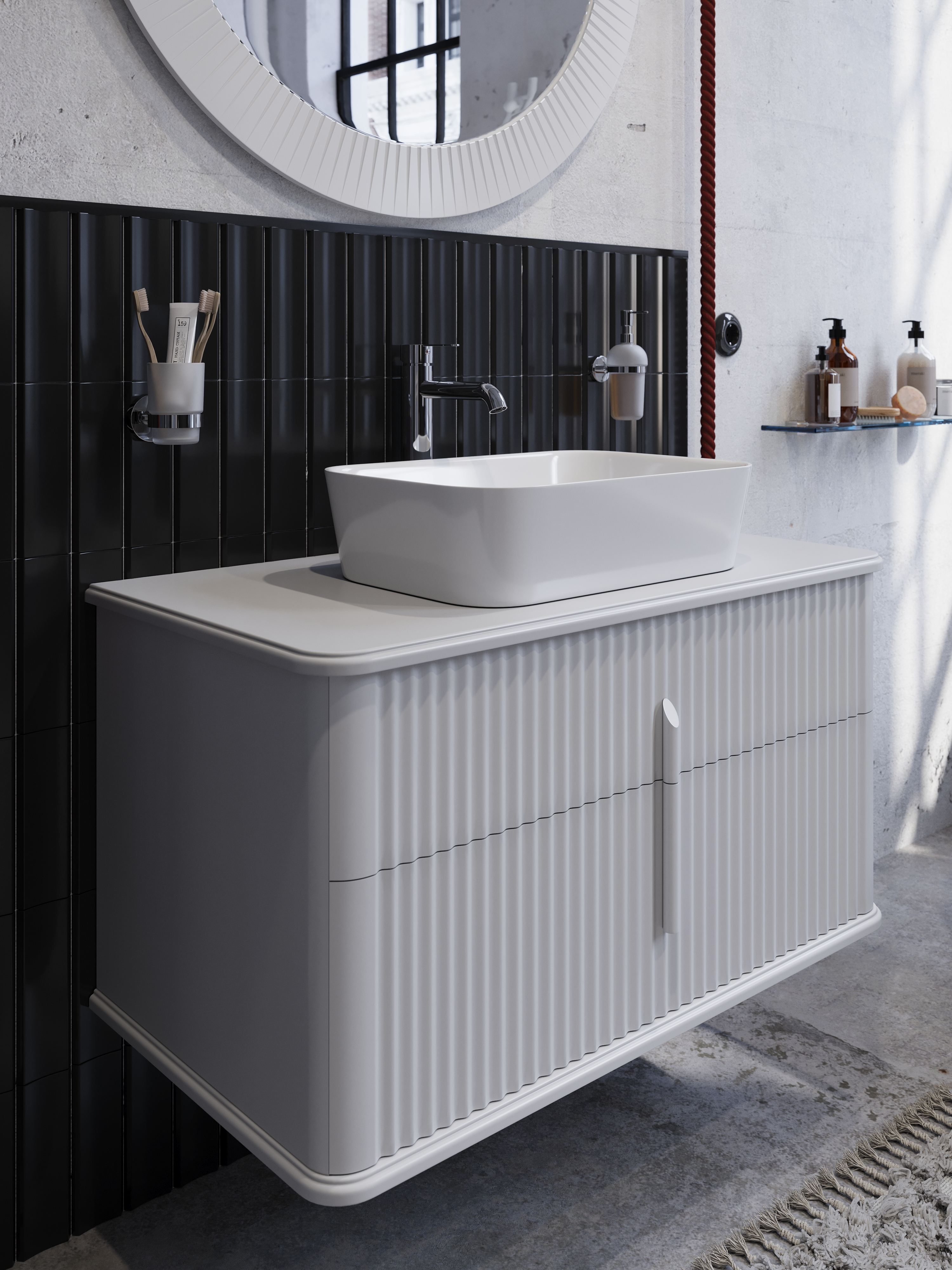 

Тумба с раковиной STWORKI Молде 95 белая, столешница Молде 95, раковина Молде MDE500