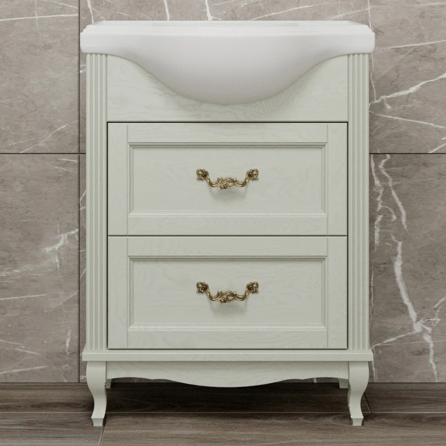 

Тумба под раковину ValenHouse Эллина 65 бежевый ручки бронза