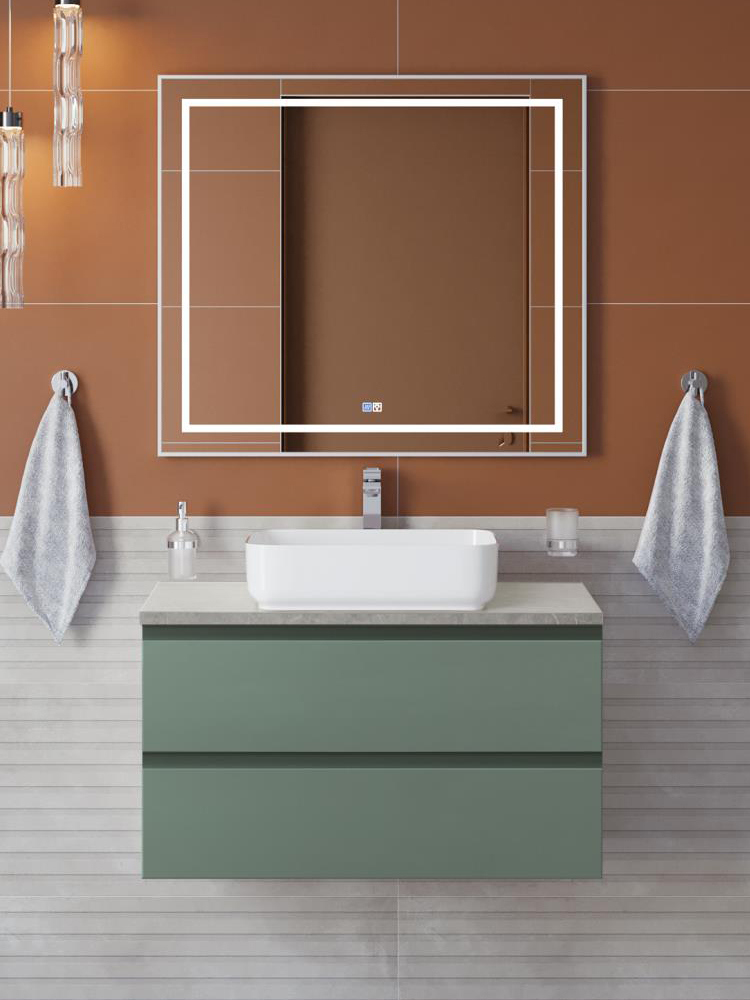 

Мебель для ванной комнаты BelBagno Kraft 80 подвесная, матовая еловая, столешница kep-80-mgl, раковина BB1304