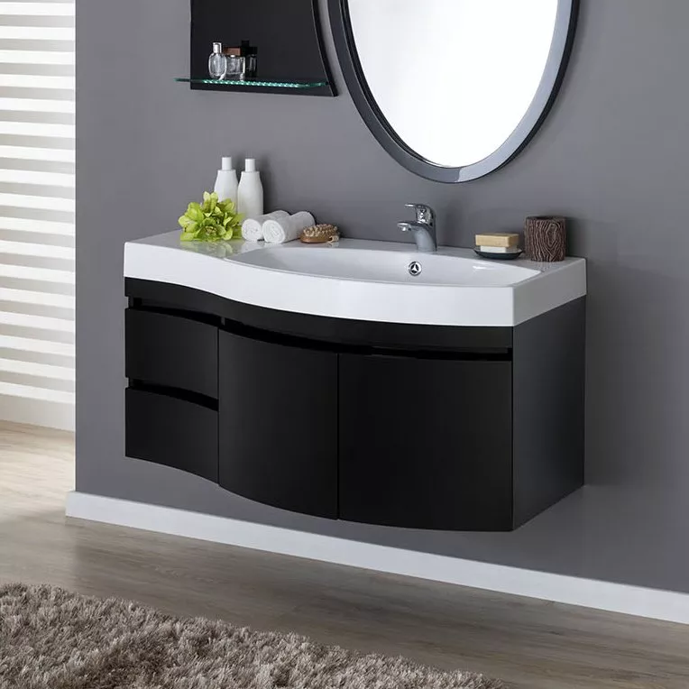 

Тумба с раковиной Aquanet Опера 2-115 черная R, Черный