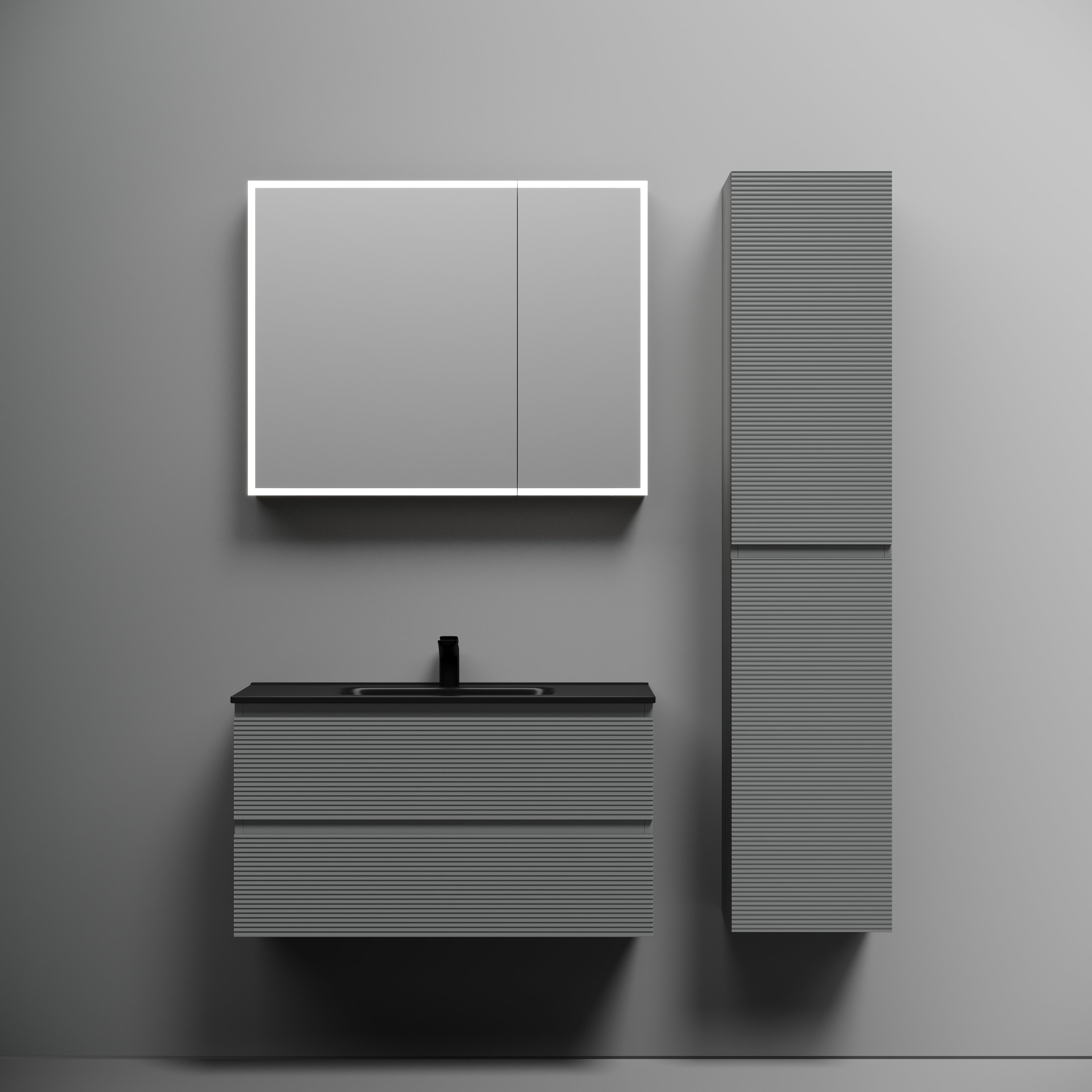 

Мебель для ванной комнаты Sancos Folk 90 ergraut soft, раковина CN7002MB