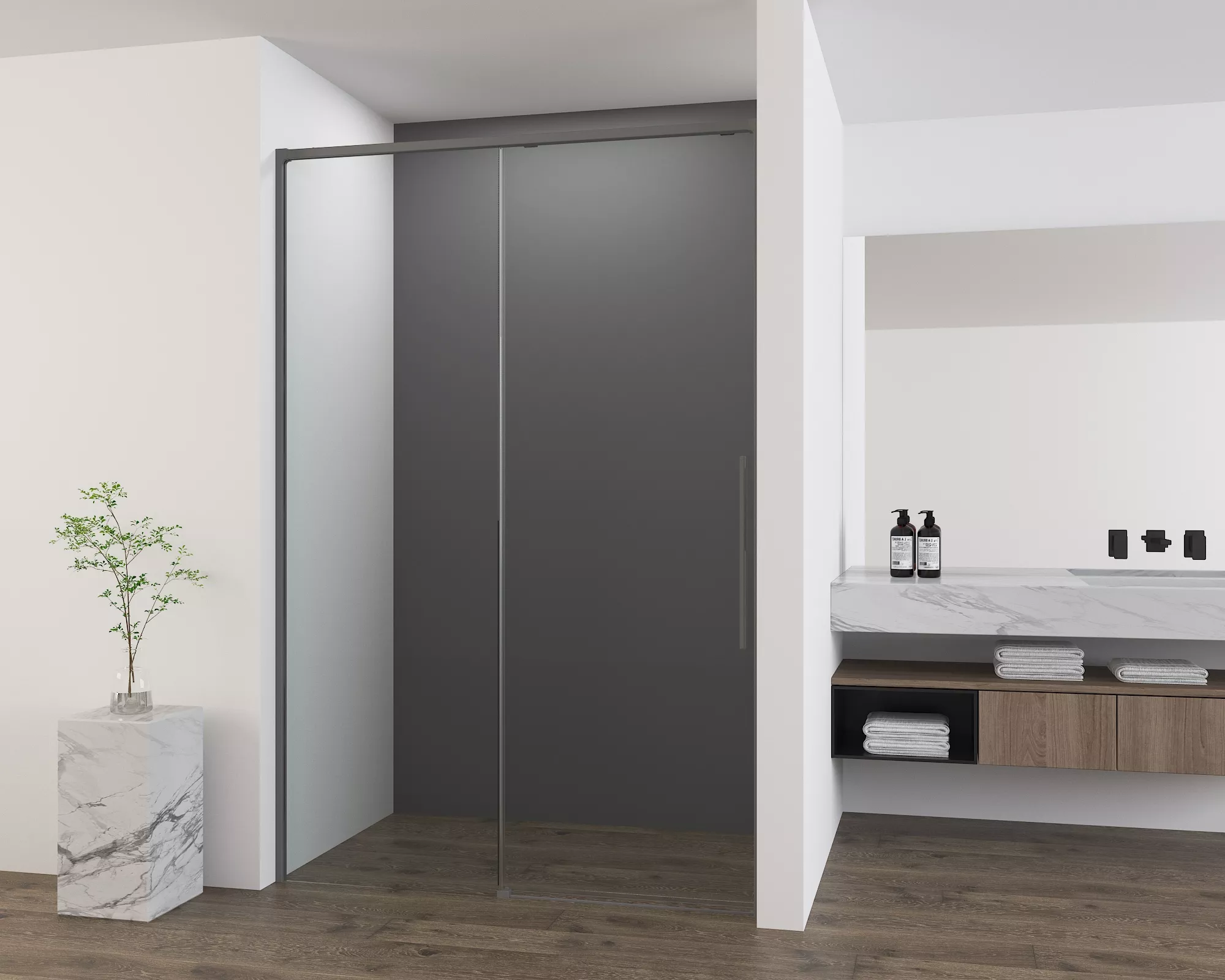 

Душевая дверь Vincea Ultima VDS-7UL120CLGM, 120, вороненая сталь, стекло прозрачное